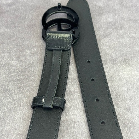 Gucci Azalea Double G Calfskin Enamel Monochrome Belt Black 414516 85/34 - Picture 7 of 8